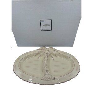 Palm Tree Stoneware Divided Platter Dish by Pacific 15" box 3D